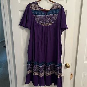 Purple Bohemian Lounge Comfy Loose Dress sz M